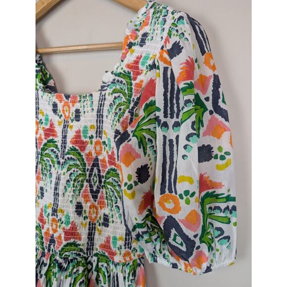 Emily McCarthy Havana Puff Sleeve Top Jungle Ikat S - Picture 2 of 8